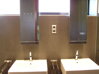 koupelnová skříňka (broušená nerez)se zrcadlovými dvířky a spodním úchytem(leštěná nerez)